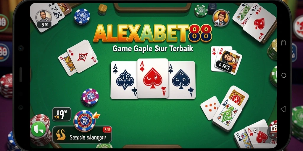 Tampilan gameplay ALEXABET88 dengan suasana permainan Gaple yang menantang.