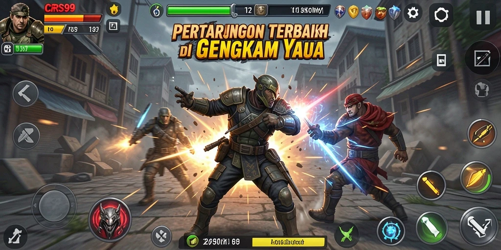 Tampilan gameplay CRS99 yang penuh aksi dalam pertarungan epik.