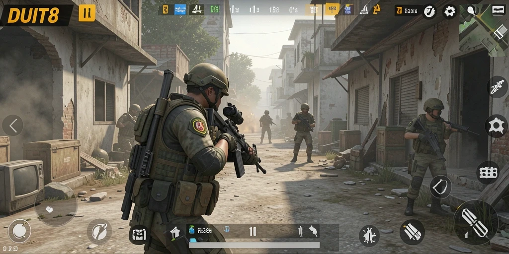 Tangkapan layar gameplay menampilkan aksi seru dalam <strong>DUIT8</strong>, penuh dengan ketegangan dan strategi.