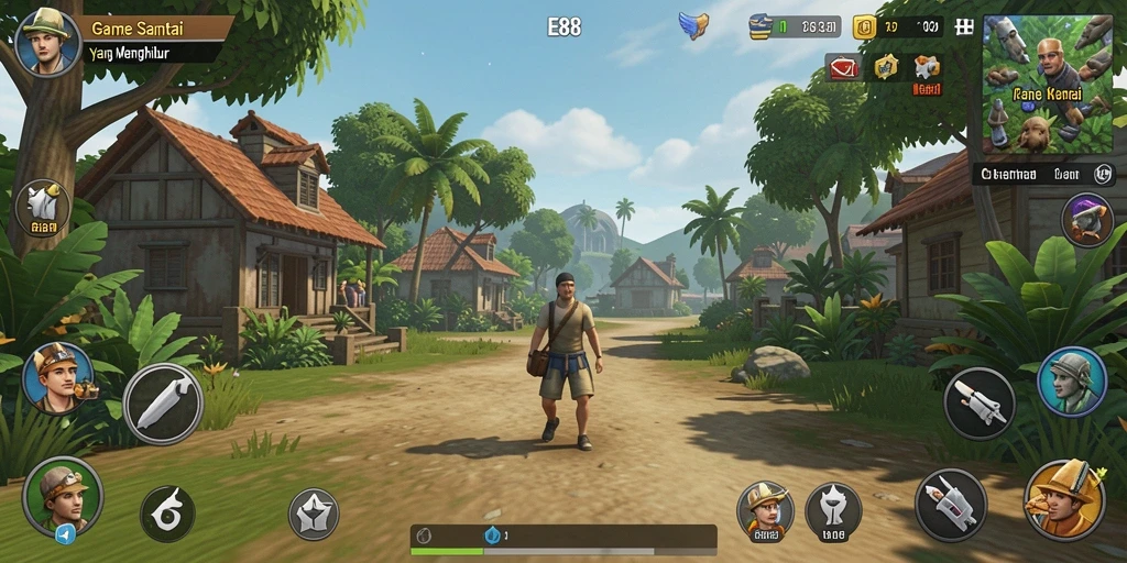 Tampilan gameplay E88 yang seru dan penuh warna.