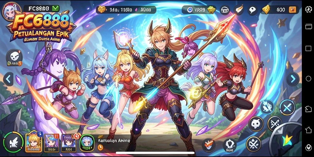 Tampilan gameplay yang seru dalam dunia Anime.