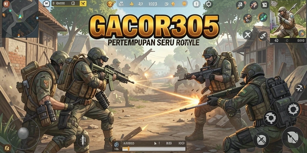 Screenshot utama GACOR305 menampilkan aksi mendebarkan dalam permainan Battle Royale.