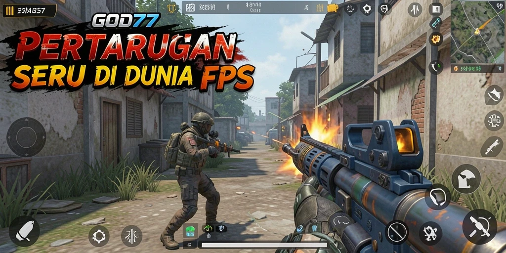 Tangkapan layar gameplay <strong>GOD77</strong> yang menunjukkan aksi seru dalam pertempuran FPS.