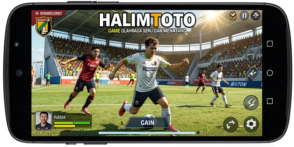 Tampilan gameplay <strong>HALIMTOTO</strong> yang seru dan dinamis dalam pertandingan olahraga.