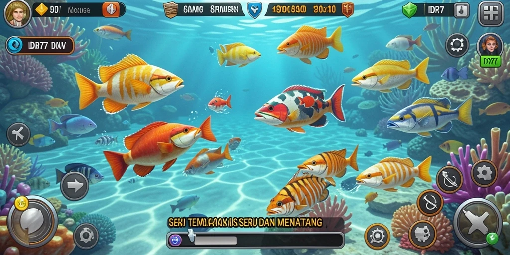 Screenshot gameplay IDR77 menampilkan aksi tembak ikan yang seru dan menantang.