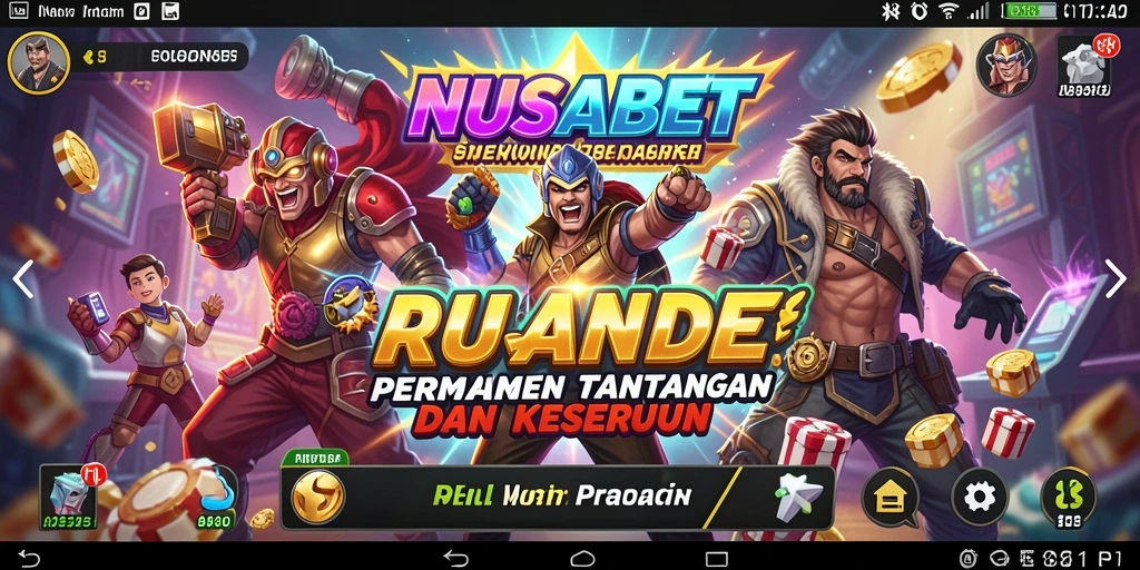 Screenshot gameplay NUSABET dengan aksi seru dan warna-warni.
