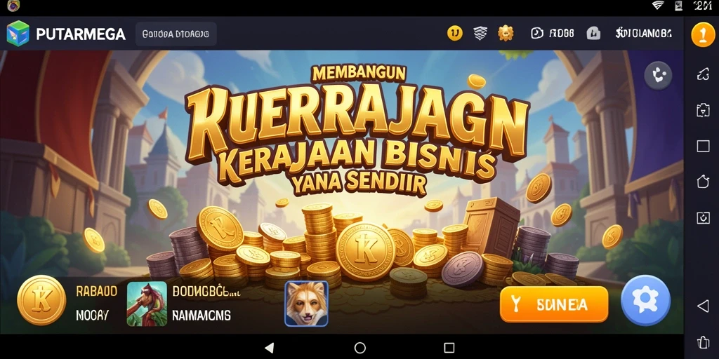 Skrinsut gameplay PUTARMEGA yang menunjukkan manajemen bisnis yang seru.