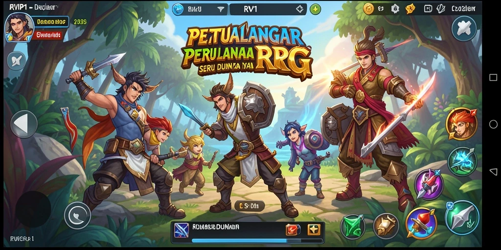 Tangkapan layar utama menunjukkan karakter beraksi dalam pertarungan RPG.