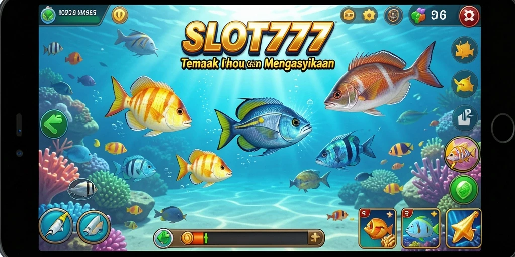 Screenshot utama SLOT777 menampilkan aksi seru dalam bermain Tembak Ikan.