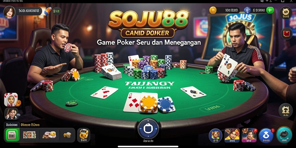 Tampilan gameplay Poker yang menyenangkan dan interaktif.
