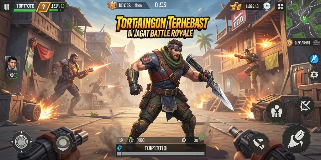 Gameplay seru dan intens dari TOP1TOTO dalam arena Battle Royale.