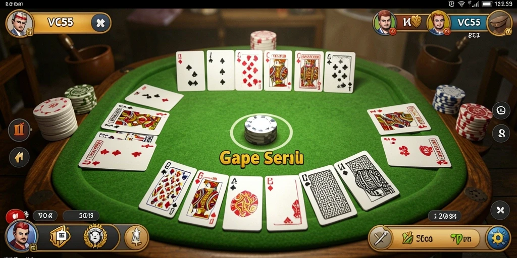 Tampilan gameplay VC55 yang menarik saat bermain Gaple.