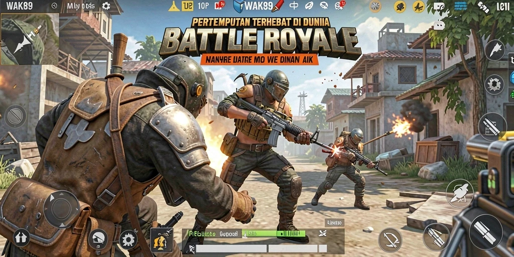 Tampilan gameplay seru dan strategi dalam WAK89 Battle Royale.